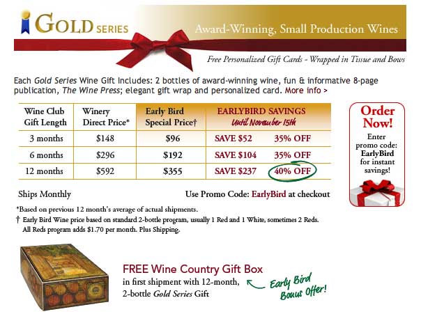 Special Offer Gold Series Wine Club